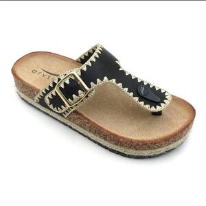 Black Sandals with Tan Sole